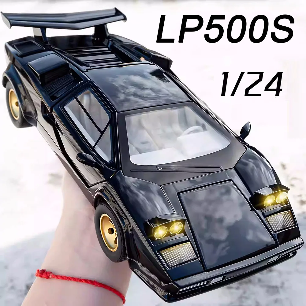 1:24 ランボルギーニ カウンタック LP500S モデルカー おもちゃ 合金ダイキャスト ドア開閉 スーパーカー プルバック式 ミニチュア車両 子供向け ベストギフト