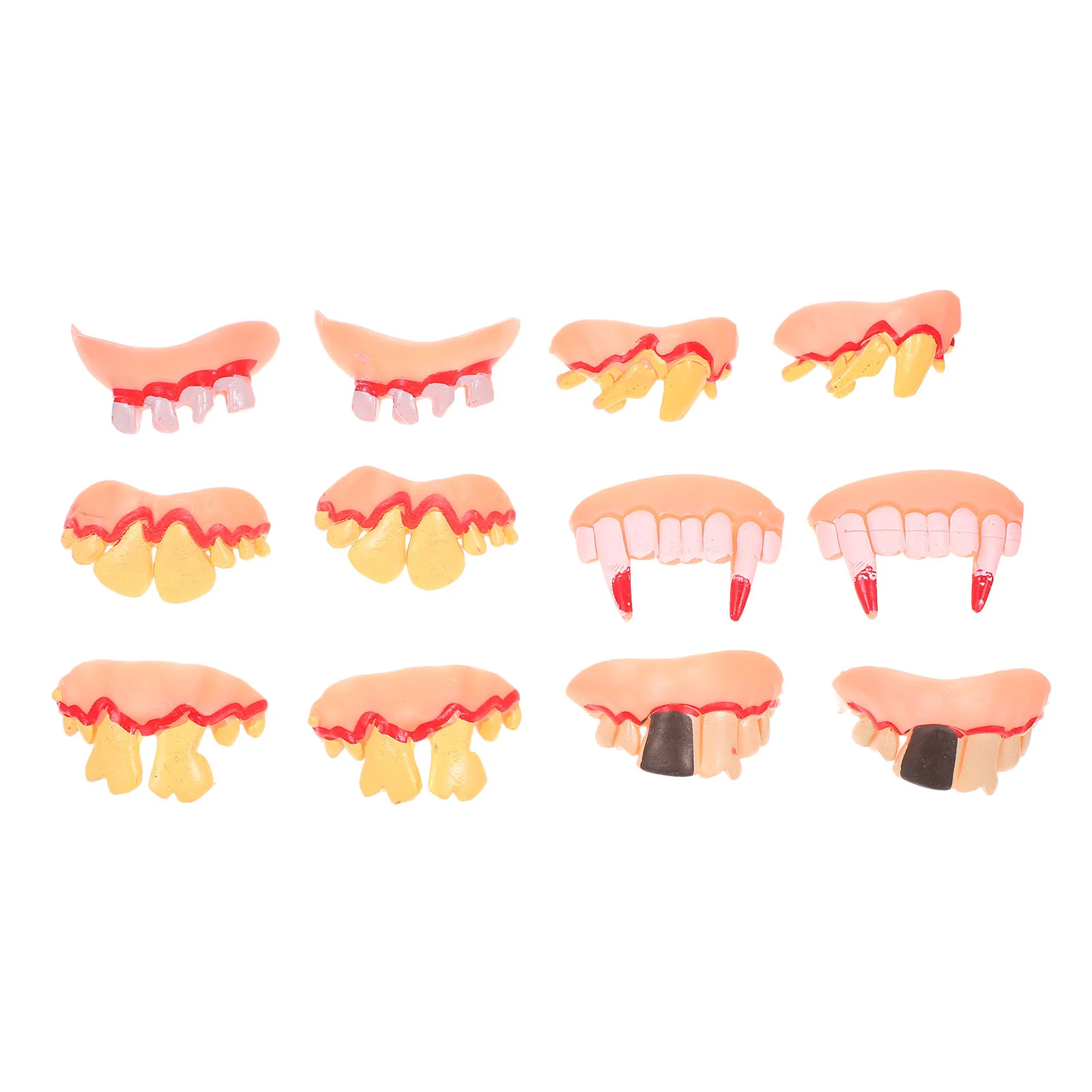 12 Pcs Fake Tooth Halloween Dentures Costumes for Girls Party Props Teeth Toy Rubber Child