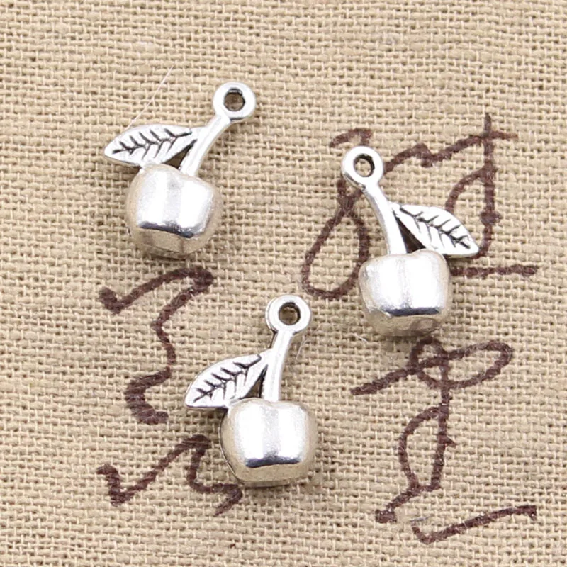 20 stücke Charms Obst Kirsche 16x10mm antike silberne Farbe Anhänger DIY Handwerk machen Ergebnisse handgemachten tibetischen Schmuck
