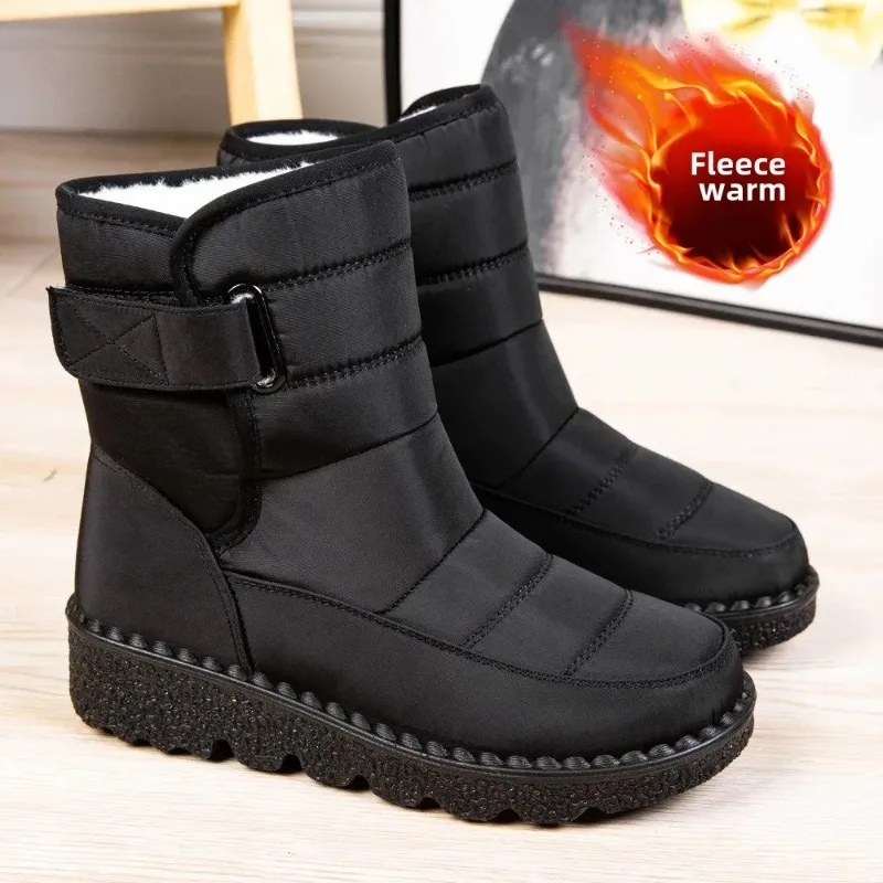 

Women's Warm Snow Boots Waterproof Casual Magic Tape Booties Outdoor Non-slip Plush Warm Casual Women's Cotton Shoes Botas Mujer