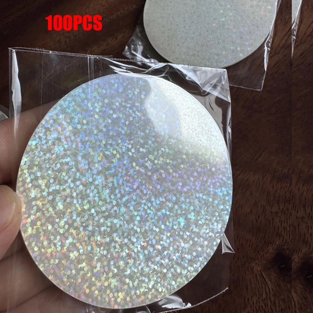 100 Stück Laserfolien-Abzeichenhüllen – transparente Sternschutzfolien für 58-mm-Knöpfe und DIY-Abzeichenherstellung