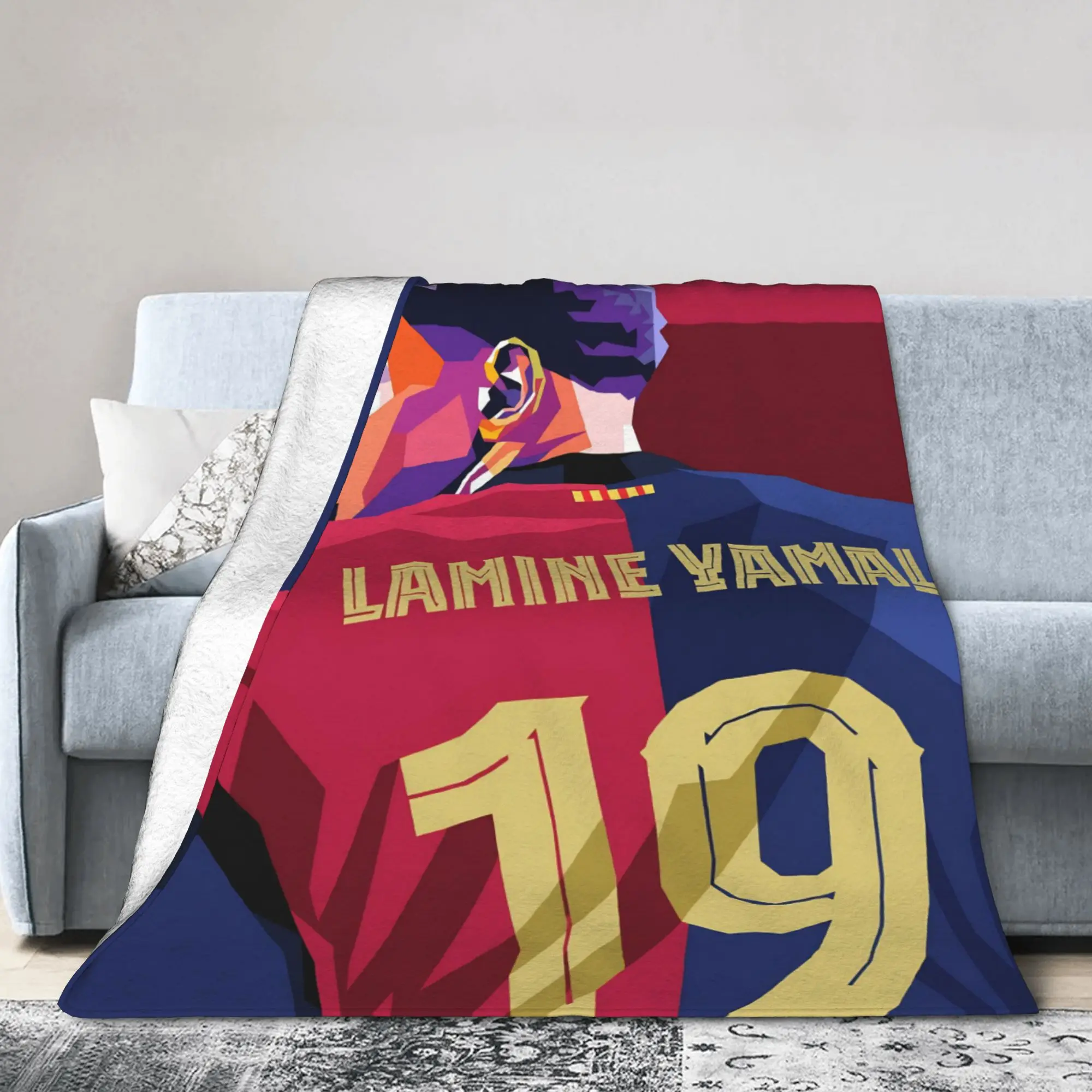 Football L-Lamine Yamal Spain Blanket Fleece Spring Autumn  Breathable Lightweight Thin Throw Blanket for Bedding Travel Quilt