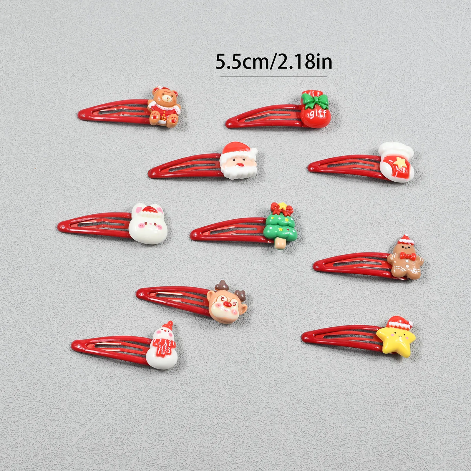 5Pcs/Set 5.5cm Christmas Collection BB Hair Clips Red Cartoon Santa Claus Bang Side Clip For Christmas Gifts