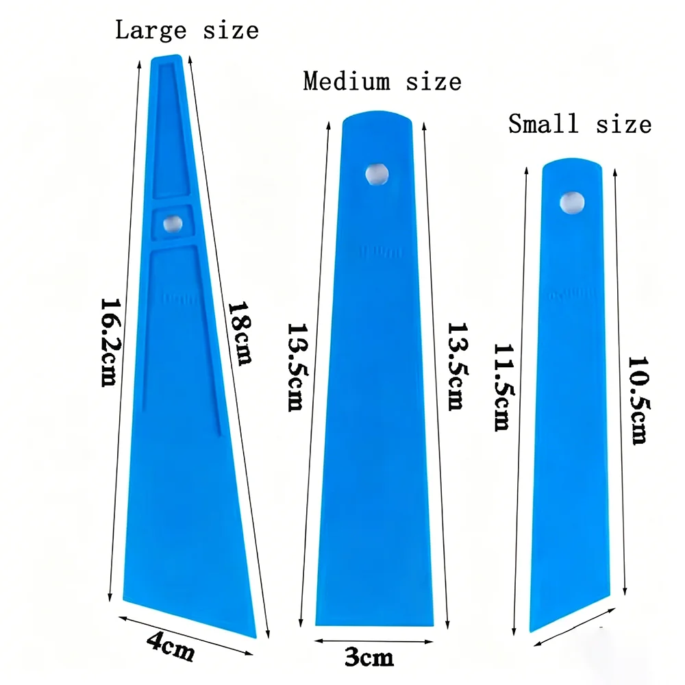 3Pcs/2Set Blue High Quality PP Material High Temperature Wear Window Film Tools Car Film Scraper Glue Removal Triangle