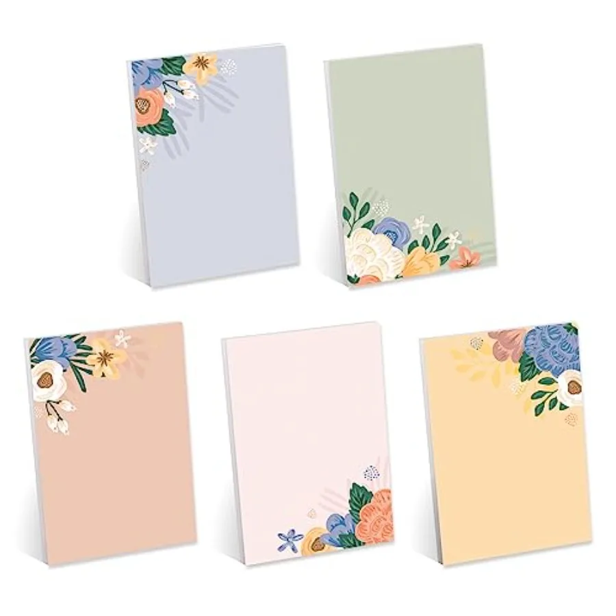 

Sticky Note Pad Assortment/Set of 5 Pastel Note Pads/ 4" x 6" Botanical Sticky Note Pads/ 50 Sheets Per Pad/Made in USA