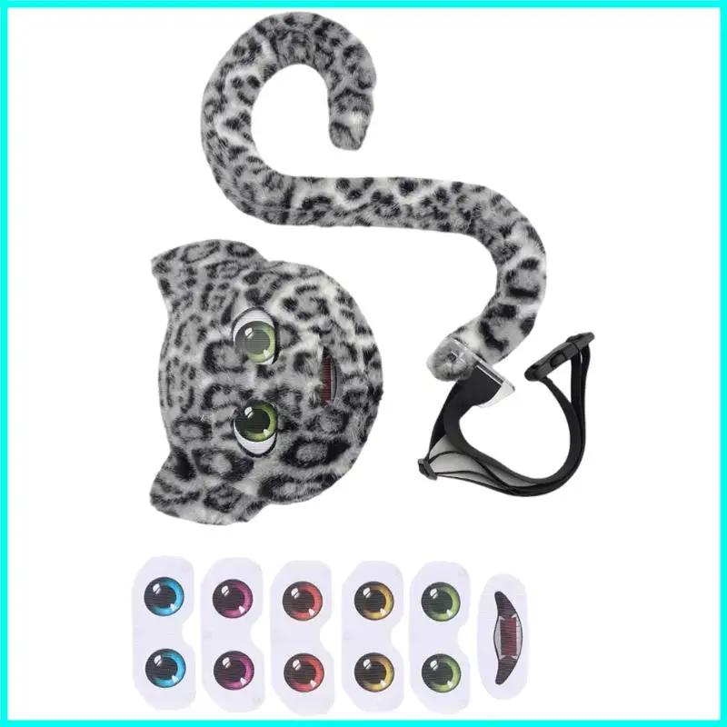 표범 의상 세트 레오파드 마스크 꼬리 눈 입 스티커 할로윈 코스프레