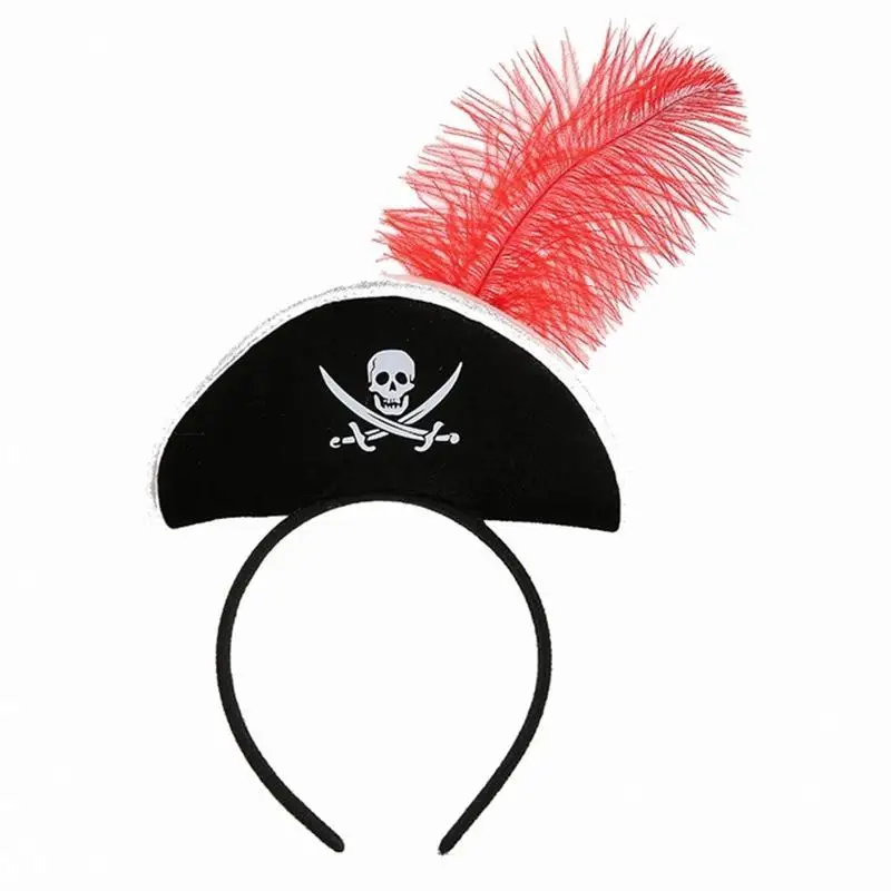 652F Halloween Pirate Headband Halloween Hair Hoop Hairband Pirate Cosplay Headpiece Day Of The Dead Headband Costume