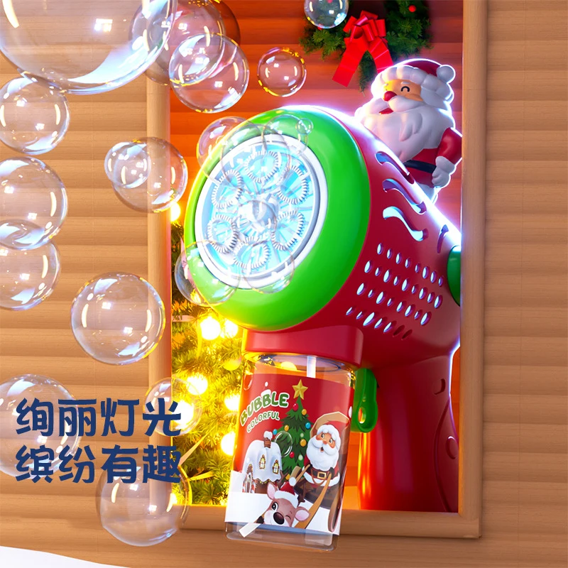 Cartoon Cute Christmas Bubble Machine Toy Creative Handheld Children's Bubble Gun Toy Automatic Bubble Blowing With Lights Gifts