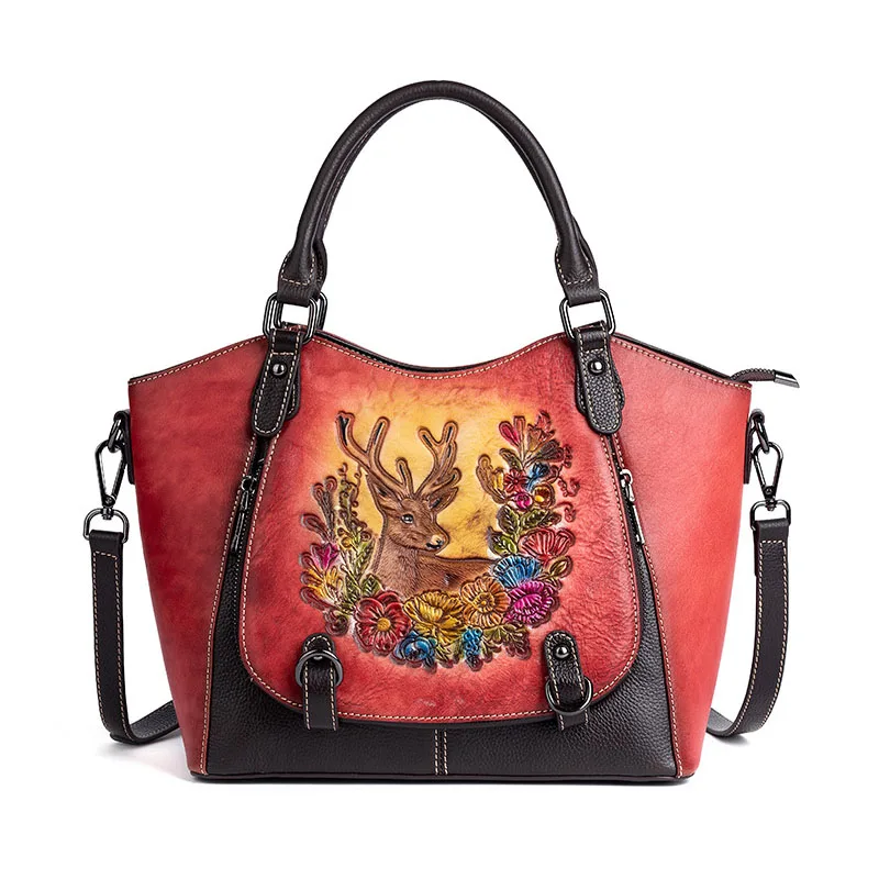 

Patchwork Ladies Real Cow Leather Handbag Crocodile Pattern Genuine Leather Top-handle Tote Bag Women Shoulder or Messenger Bag