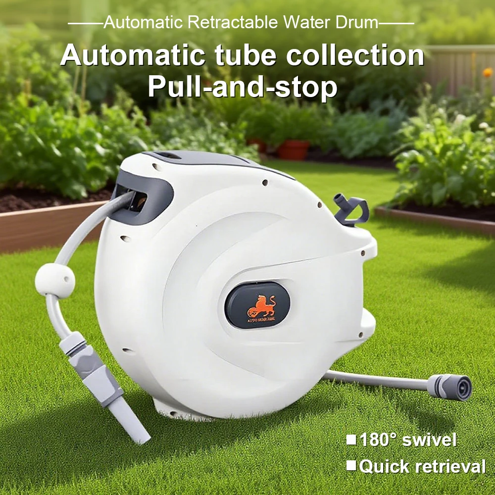 

Telescopic Garden Hose Reel Automatic Hose Reel 10m 15m Length Locking Telescopic Hose Reel Roller with Adjustable Nozzle