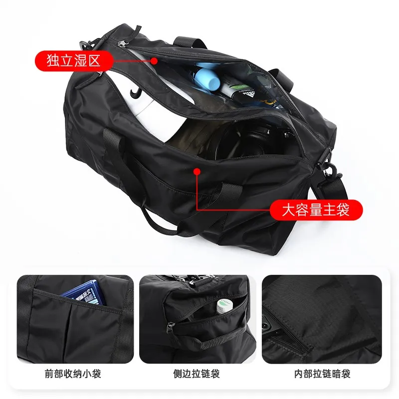 Bolsa de viaje impermeable para hombre, bolso de hombro informal de gran capacidad con compartimento para zapatos, separación seca para viaje corto