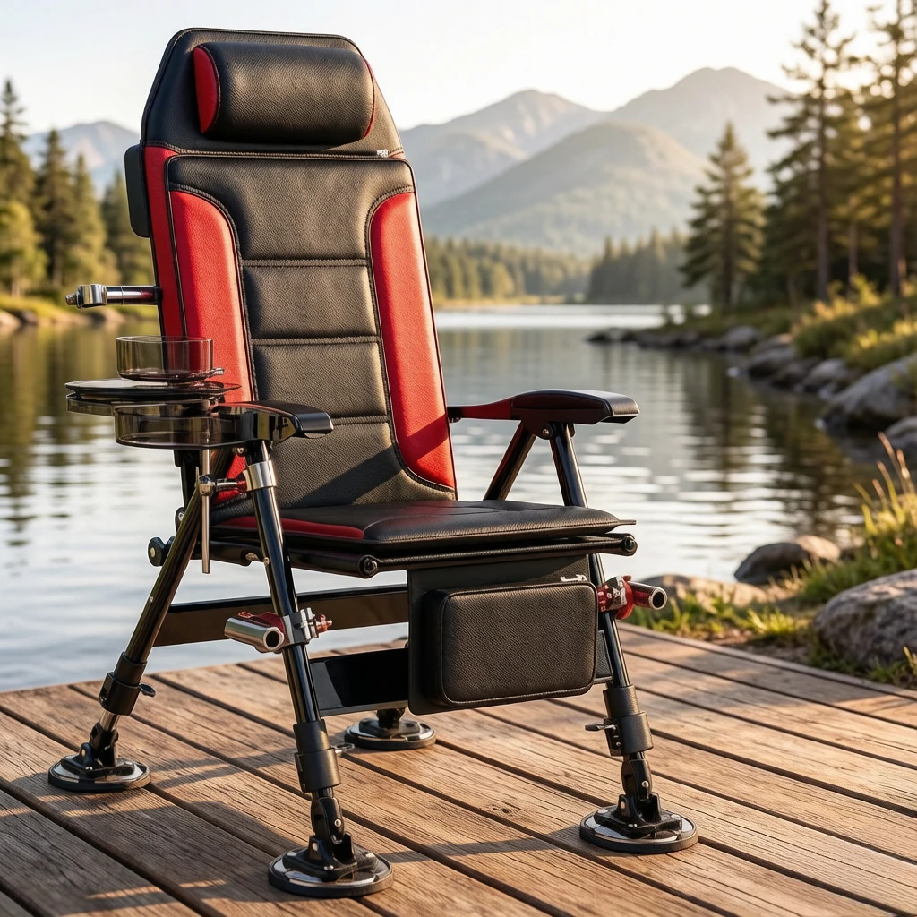 Aluminum All-Terrain Multifunctional Foldable Fishing Chair Thickened Reclining Seat Stool Stable Non-Tip Breathable for Anglers
