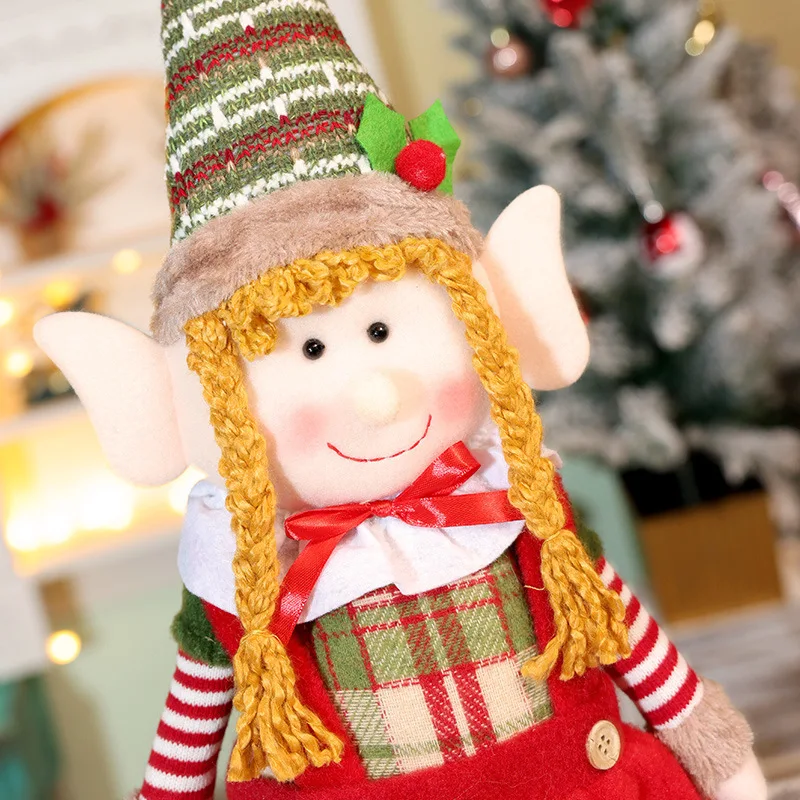 New Christmas Stretch Doll Decoration Christmas Long Leg Elf Doll Ornament for Boys and Girls