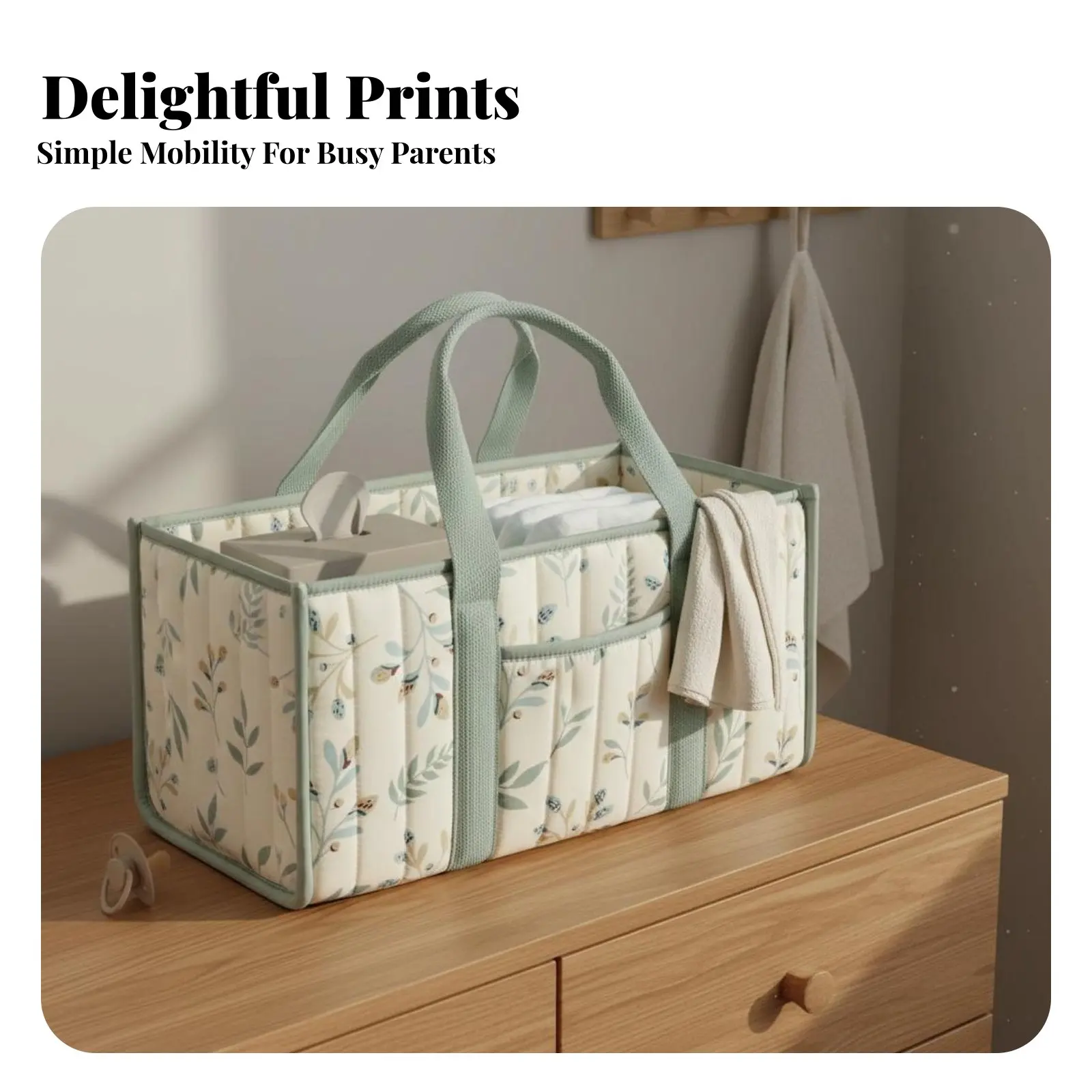 おむつオーガナイザー-大容量ベビーおむつトートバッグ-ポータブルベビーオーガナイザー-複数のコンパートメント付き-幼児、旅行用