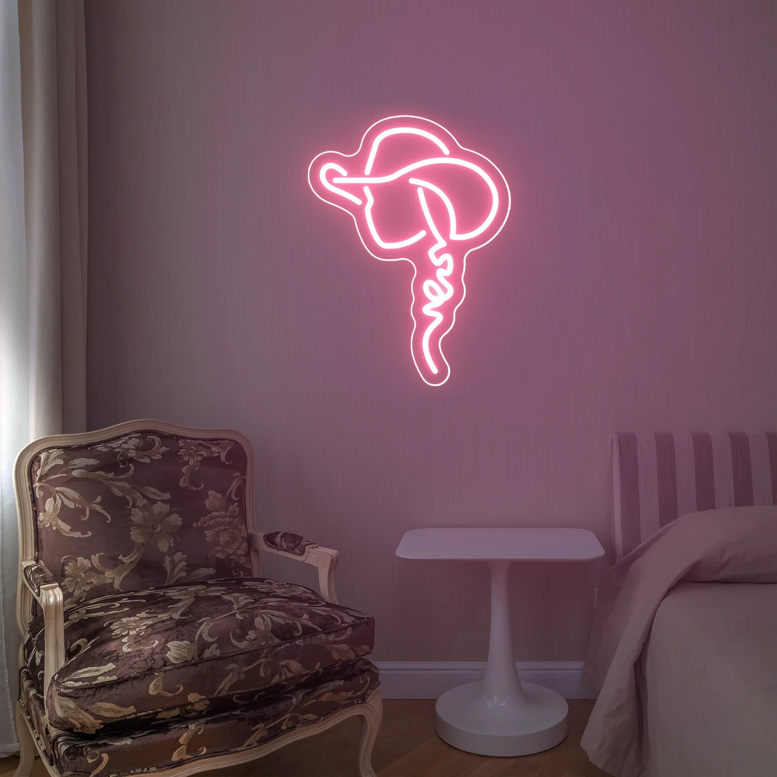 Cowgirl lampu Neon anak perempuan Barat kamar tidur seni dinding estetika gantung kustom apartemen kampus lampu LED dipersonalisasi hadiah lampu Neon