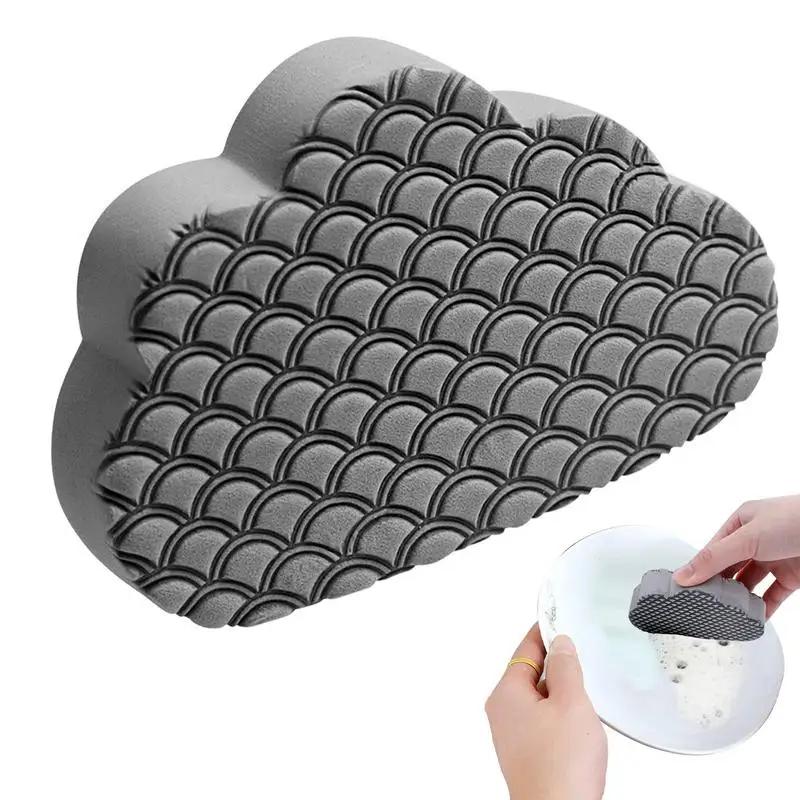 Fish-Scale Non-scratch Cloud Cleaning Sponge Brush Kitchen Office Home Dishwashing Brushes Household Dishwashing Sponge Pads