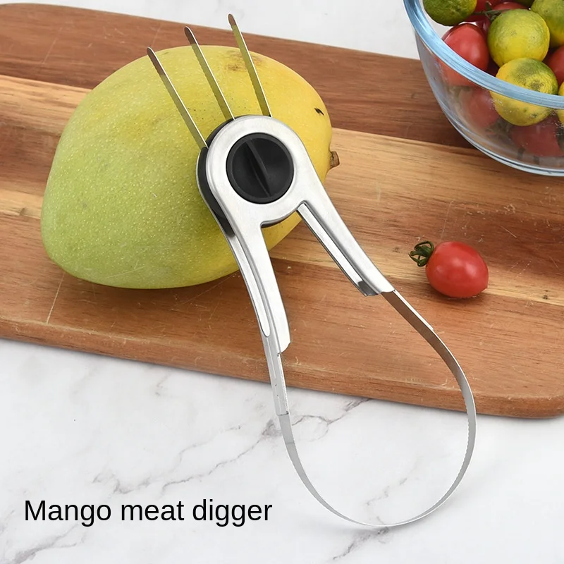 304 stainless steel mango cutter, creative fruit peeling tool, mango dicing, practical kitchen folding knife