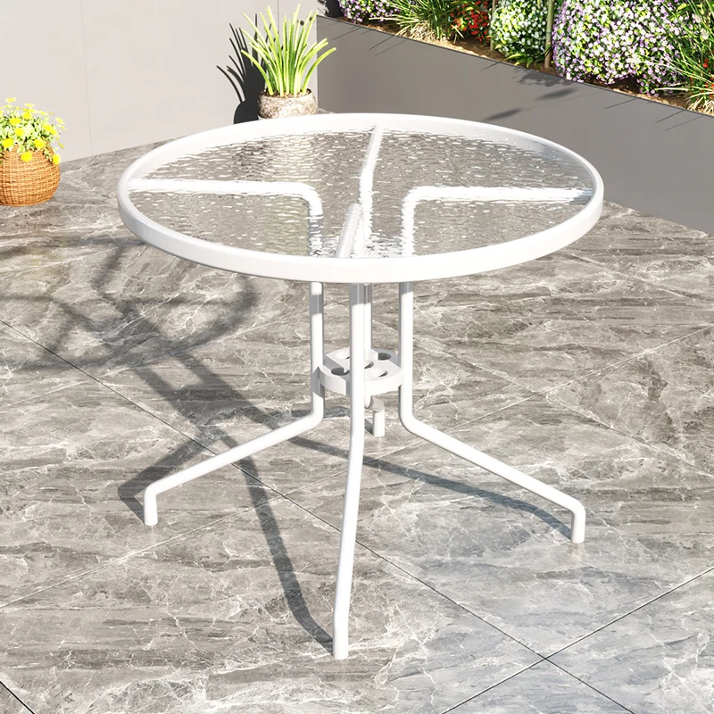 Sturdy Foldable Glass Coffee Table,Outdoor Dining Set,Rustic Balcony Furniture,Portable Outdoor Table(Weatherproof Design)