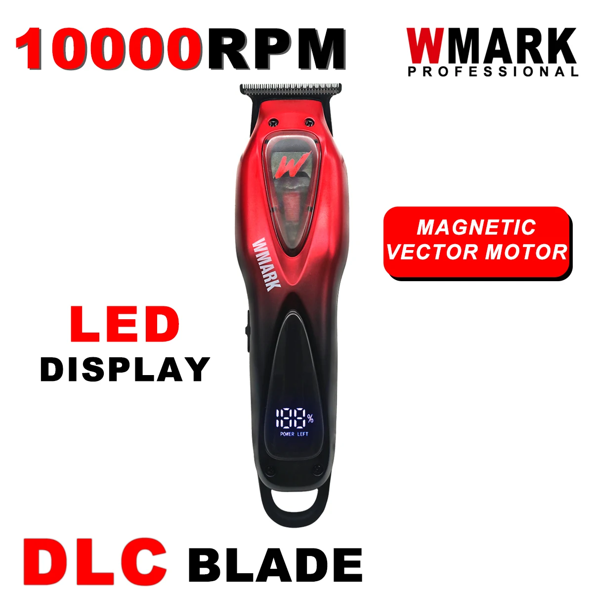 WMARK NGIF2 Barber Clipper 10000RPM Vector Motor DLC Blade 2500mAh Battery LED Display Professional Haircut Trimmer