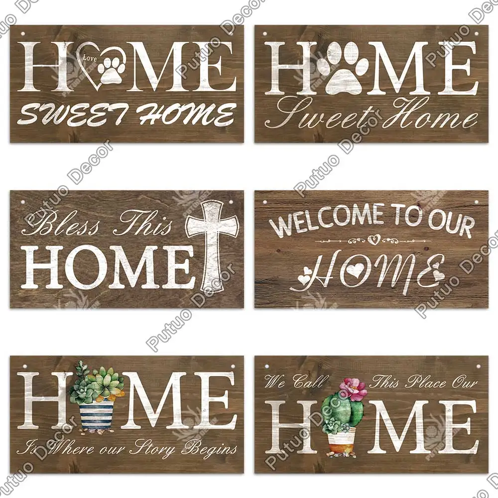 Putuo Decor Home Signs Wooden Hanging Signs Family Wooden Sign Plaque Wood for Home Decor Gifts Living Room Door Decoration