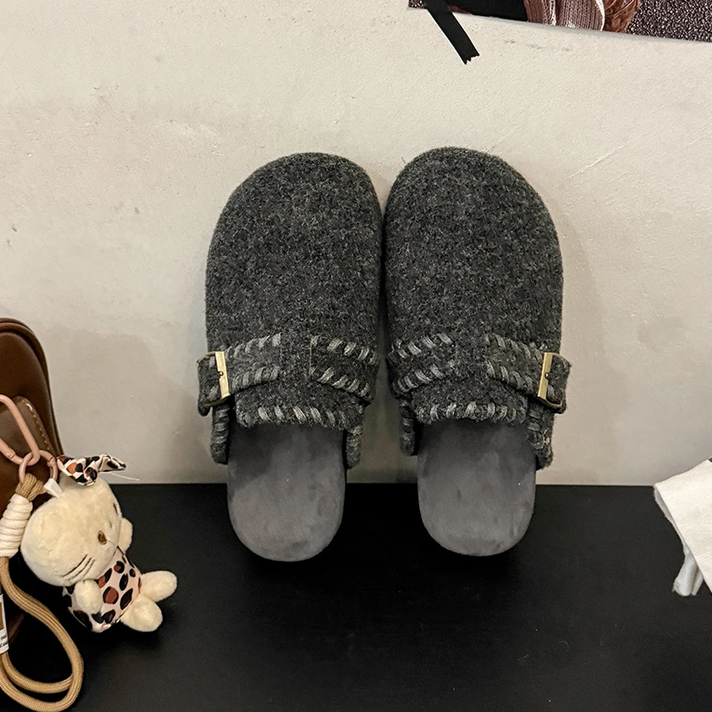 

Ay Fce Lined Thi Bot тапочки, женская уличная одежда, новинка 2023 года, зимние хлопковые тапочки без шнуровки на меху