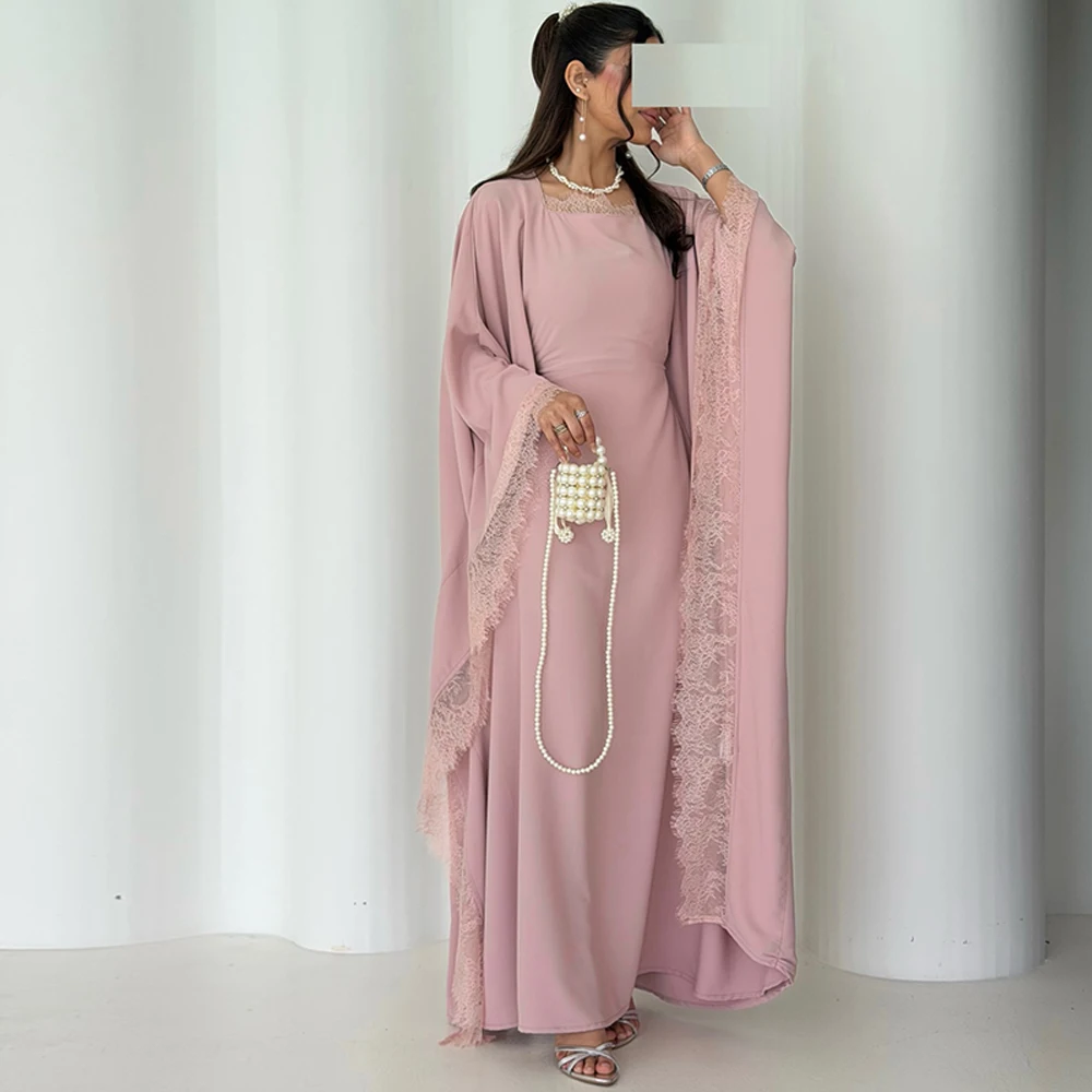 

Simple Square Collar Jersey Evening Dress Classic Long Sleeves Party Dresses Fashion V-Neck Customized Special Occasion Gowns