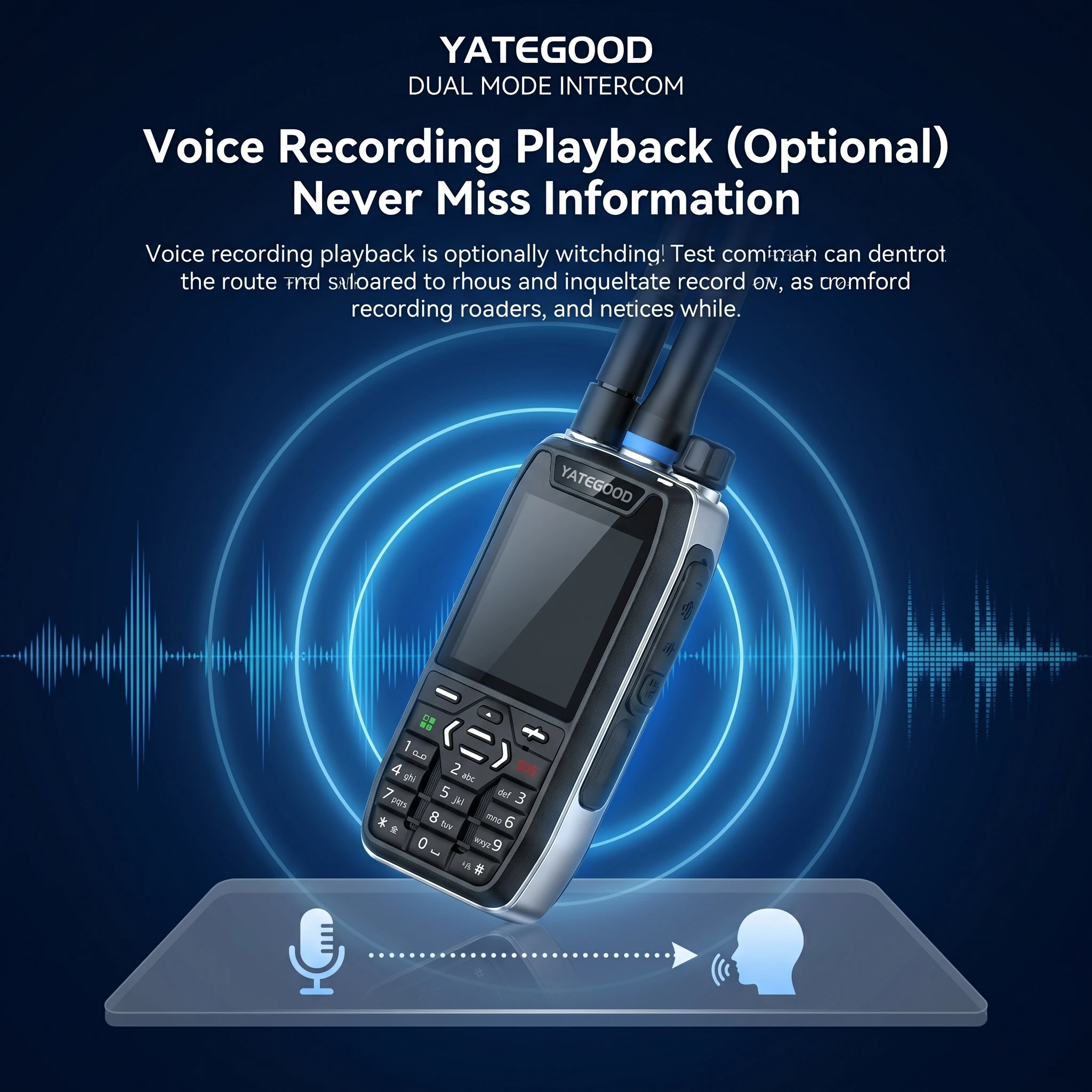 YATEGOOD Global GT850 Walkie Talkie GPS 4G 3G IP68 Waterproof Dual-Mode Two Long Standby Portable More than 5000KM Network