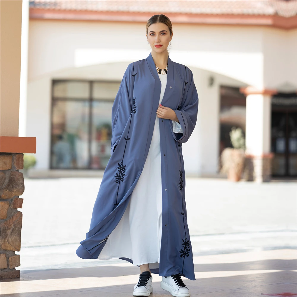 

Open Abayas Embroidery Muslim Women Kimono Cardigan Islamic Clothing Arab Dress Kaftan Ramadan Dubai Turkey Femme Musulmane Robe