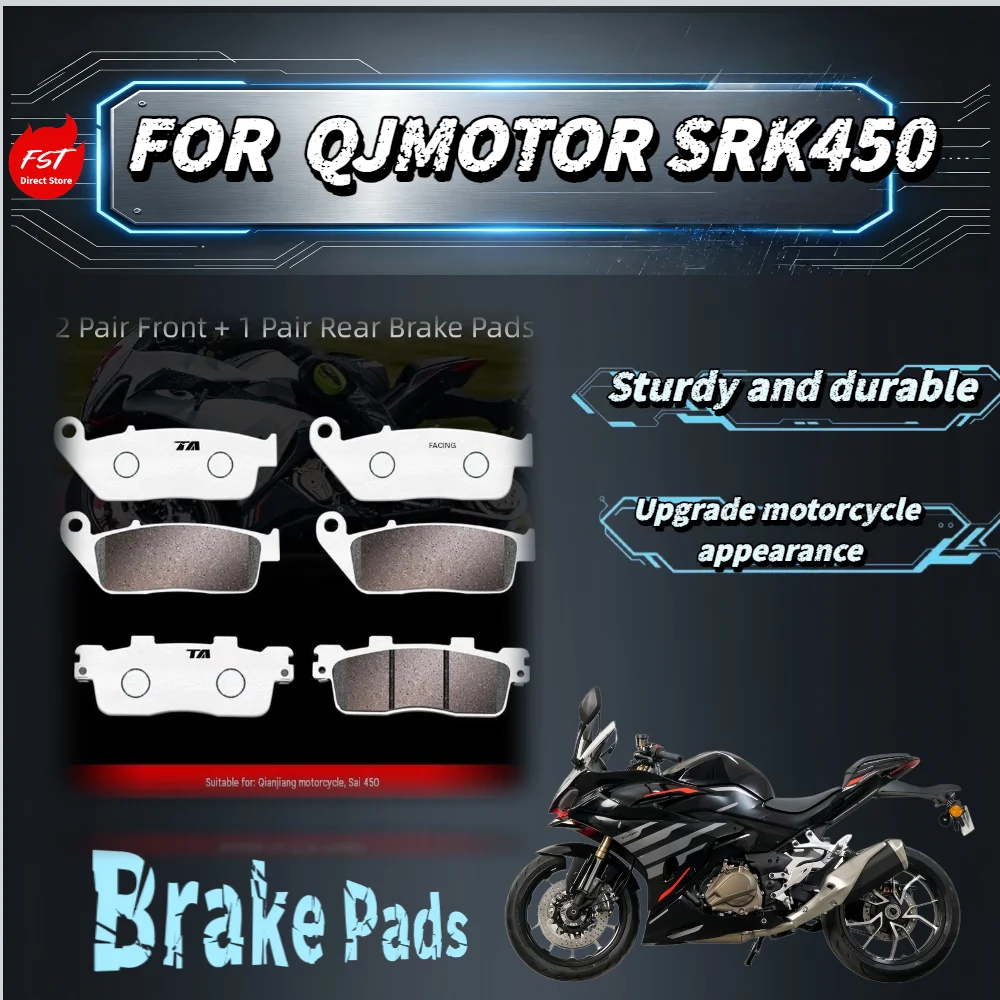 For QJMOTOR SRK450 Carbon Copper Based Brake Pads High Temp Resist Low Dust Anti Thermal Fade Motorcycle Brake Pads
