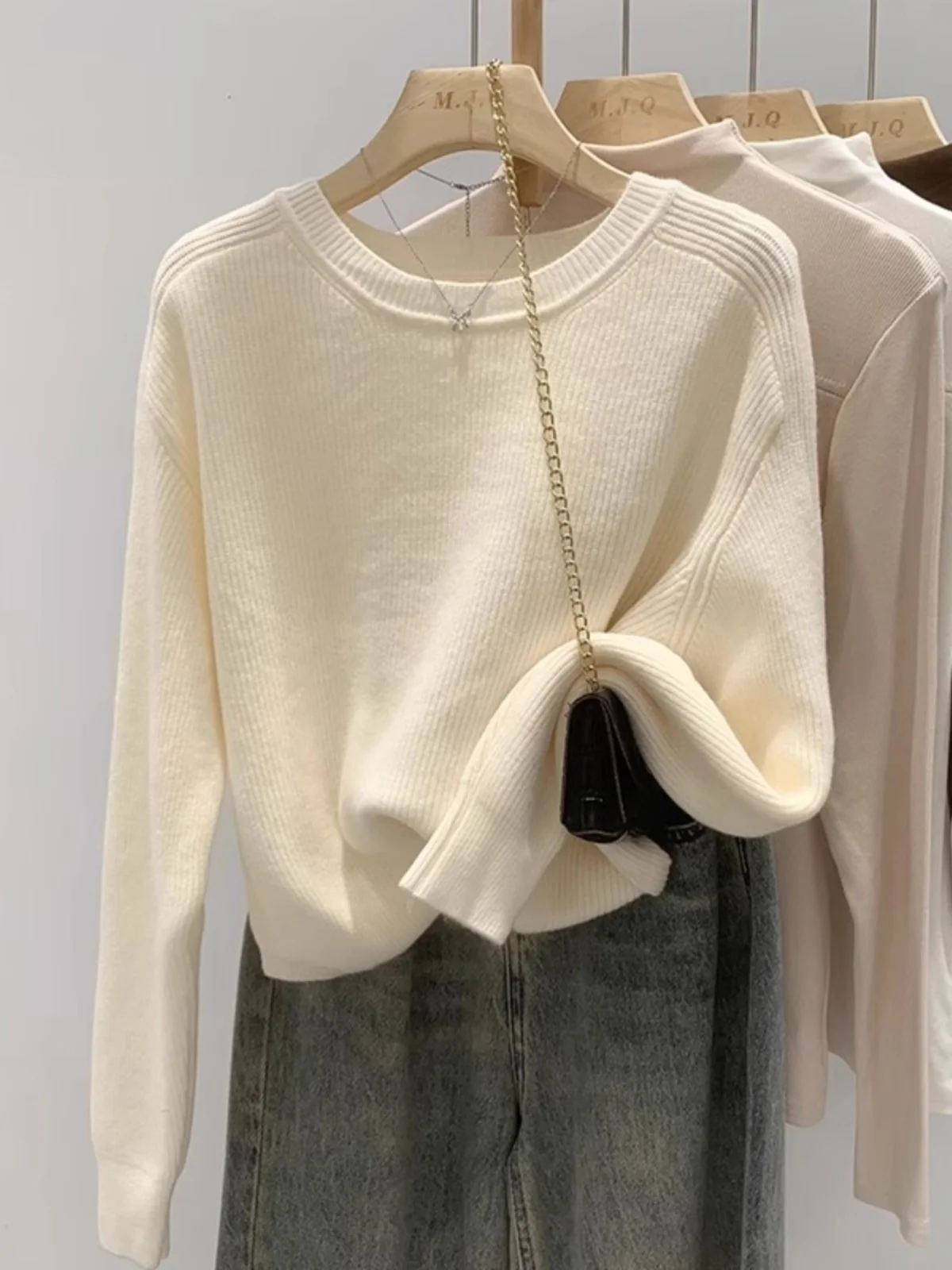 

Women's Designer-Look Slouchy Cropped Pullover - 2025 New Fall Winter Knit Sweater