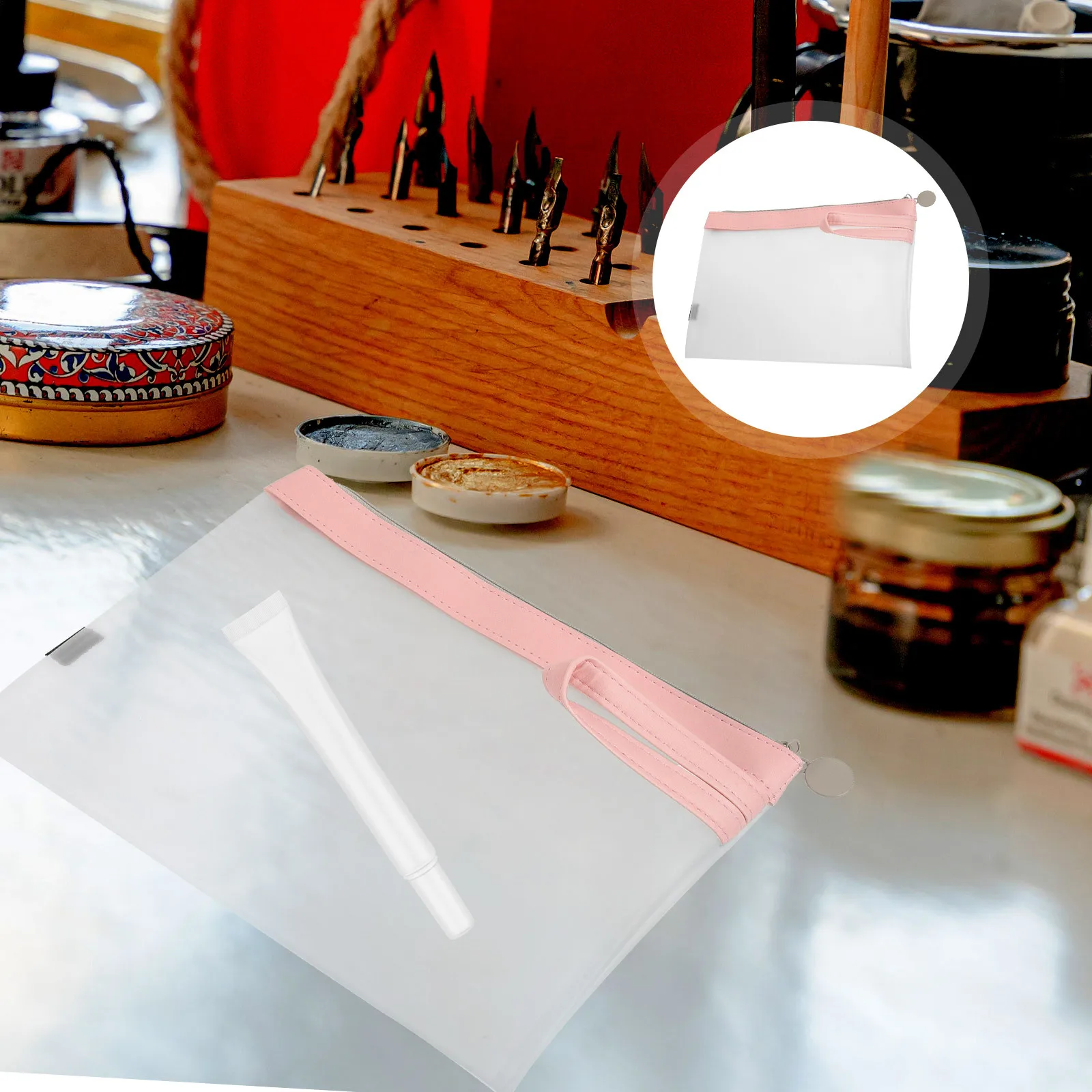 

Waterproof Makeup Bag Tpu Clear Pencil Pouch A5 Zipper Storage Organizer For Cosmetics Brushes Documents Travel