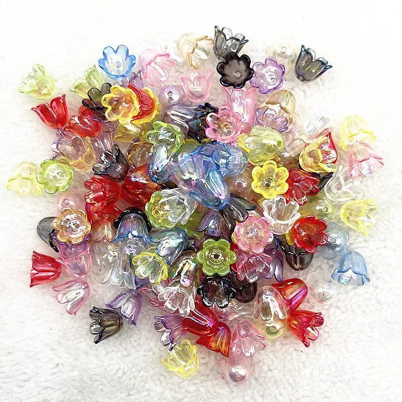 50pcs/lot 10x11mm Acrylic Convallaria Majalis Beads Caps Jewelry Findings Charms Bracelets Spacer Beads for Jewelry Making