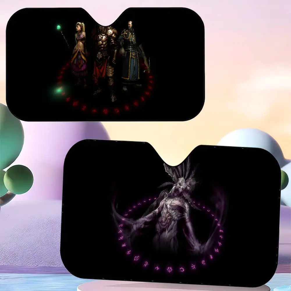 D-Diablo III 車用サンシェード 車用サンシェードカバー カバー ユニバーサルフロントガラス折りたたみバイザー