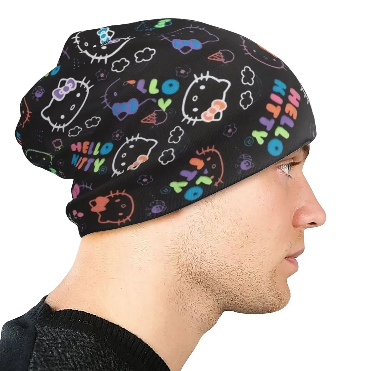 Kawaii Hello Kitty Bonnet chapeau décontracté rue Skullies bonnets chapeau mignon dessin animé pour hommes femmes printemps double usage casquette
