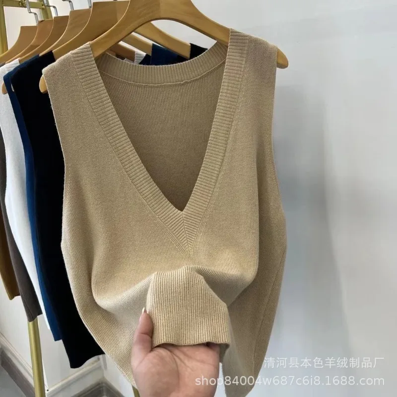 عميق الخامس الرقبة محبوك سترة سترة الخريف المرأة الجديدة محبوك سترة