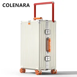 COLENARA-Valise Cabine Grande Capacité Cadre Aluminium, Valise Trolley, Ouverture Avant, Ordinateur Portable, Bagages 24 