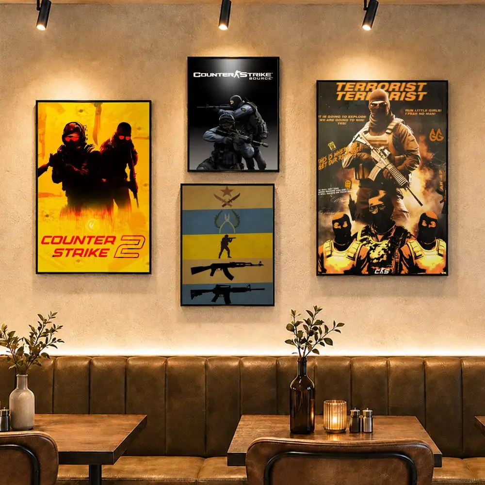 Shooter Game C-Counter-Strike: Global OffensiveS Poster Vintage Retro Anime Poster Stickers Peel and Stick Wall Art Home Decor