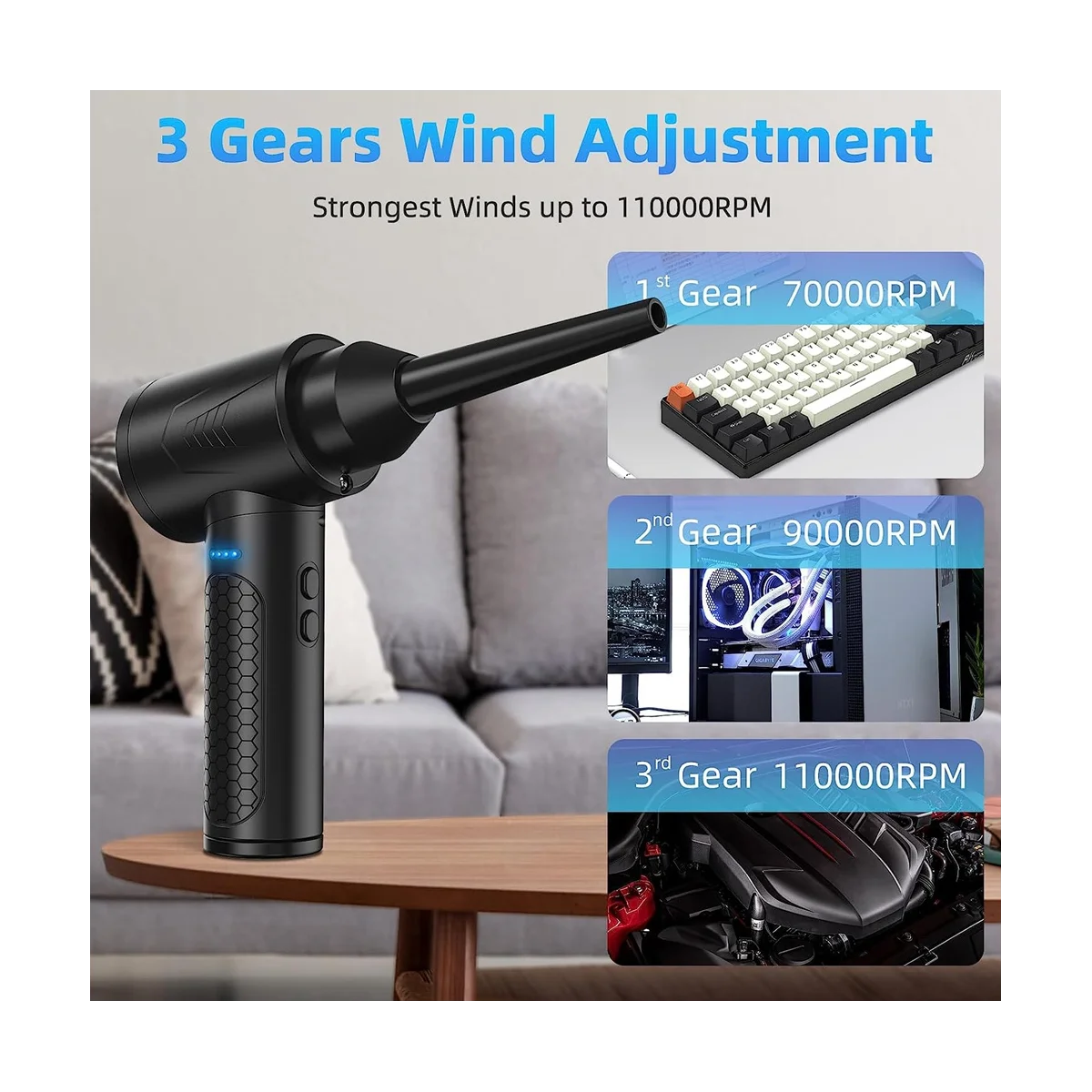 Spolverino elettrico multiuso e aeratore, filtro dell'aria compressa per PC, sostituisci le lattine di aria compressa per una pulizia profonda