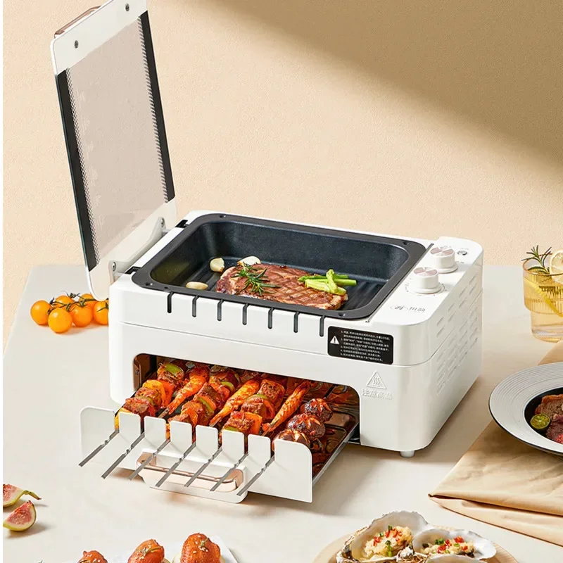 Smokeless Barbecue Grill Automatic Rotating Lazy BBQ for Home Integrated Pot Korean Grill for Family Meals & Barbecues