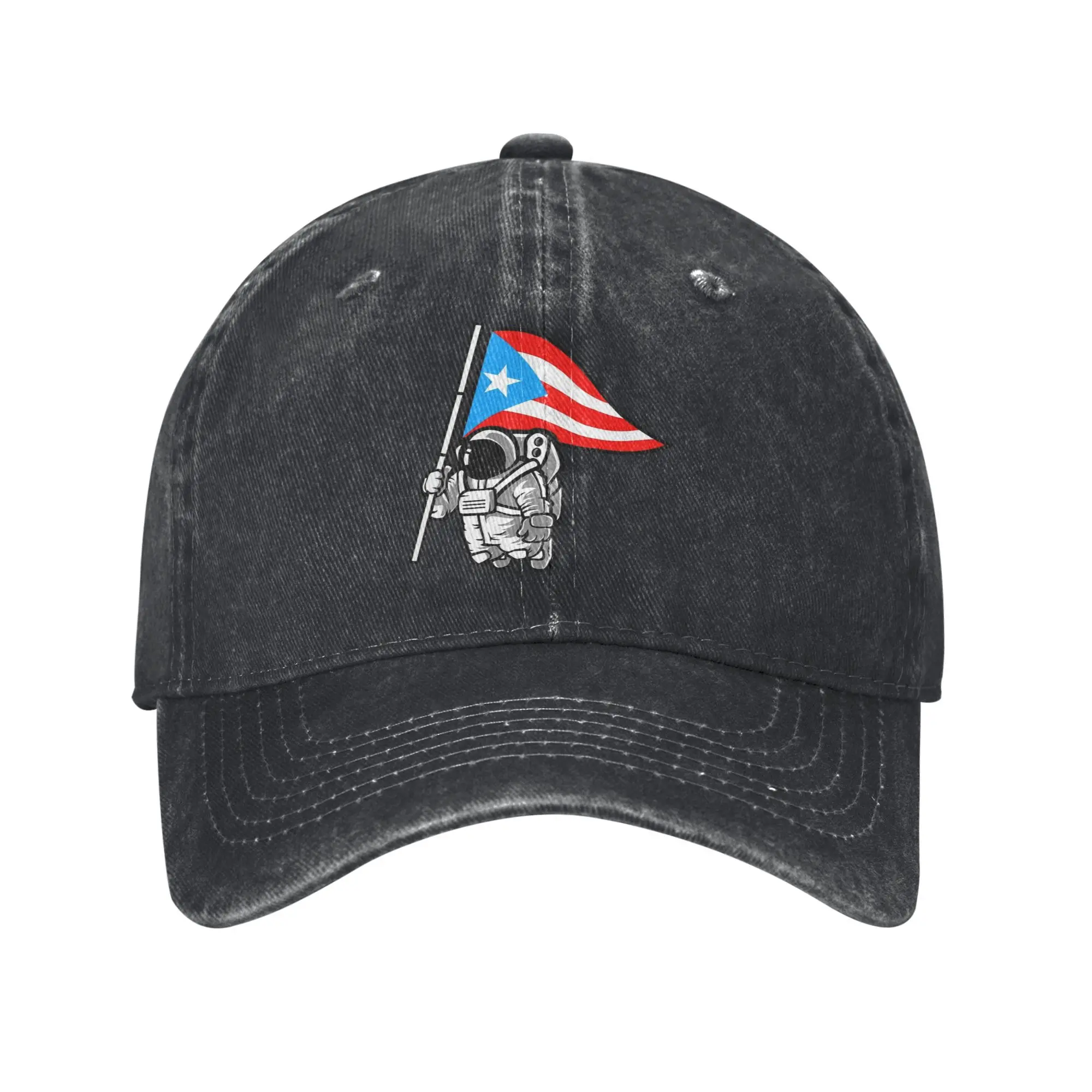 

Puerto Rico Boricua En La Luna Flag Souvenirs Baseball Caps Vintage Denim Washed Snapback Hat for Men Outdoor Workouts Soft Cap
