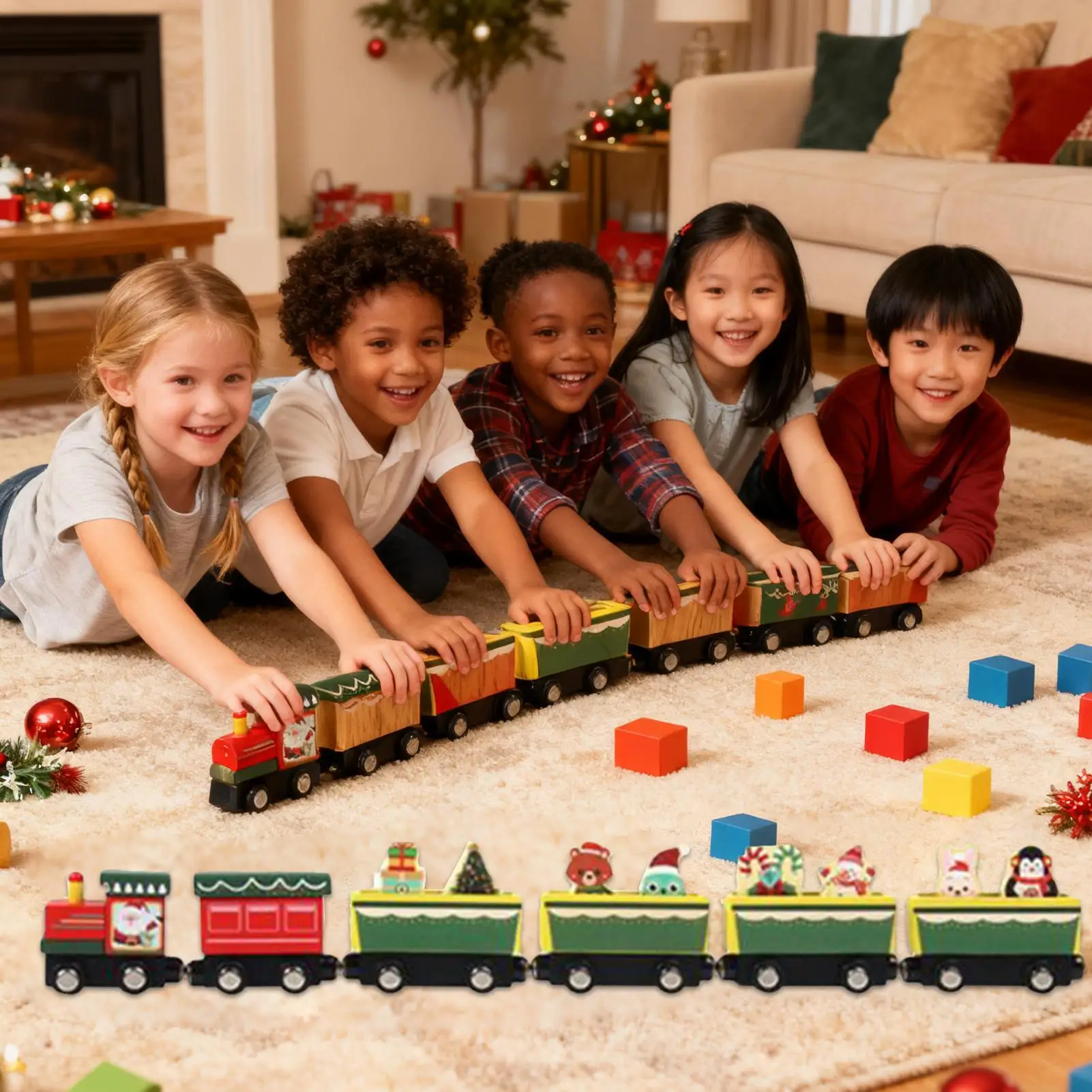Train de noël pour enfants, décoration festive en bois, jouets éducatifs pour enfants, garçons et filles, collectionneurs, salon, chambre à coucher, étude