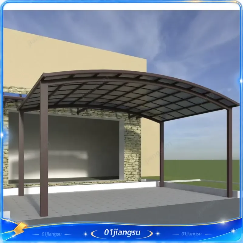Double Carport Aluminum Steel Frame Polycarbonate PC Sheet Roof Anti UV Car Shelter Outdoor Garage Canopy Parking Shed Cover