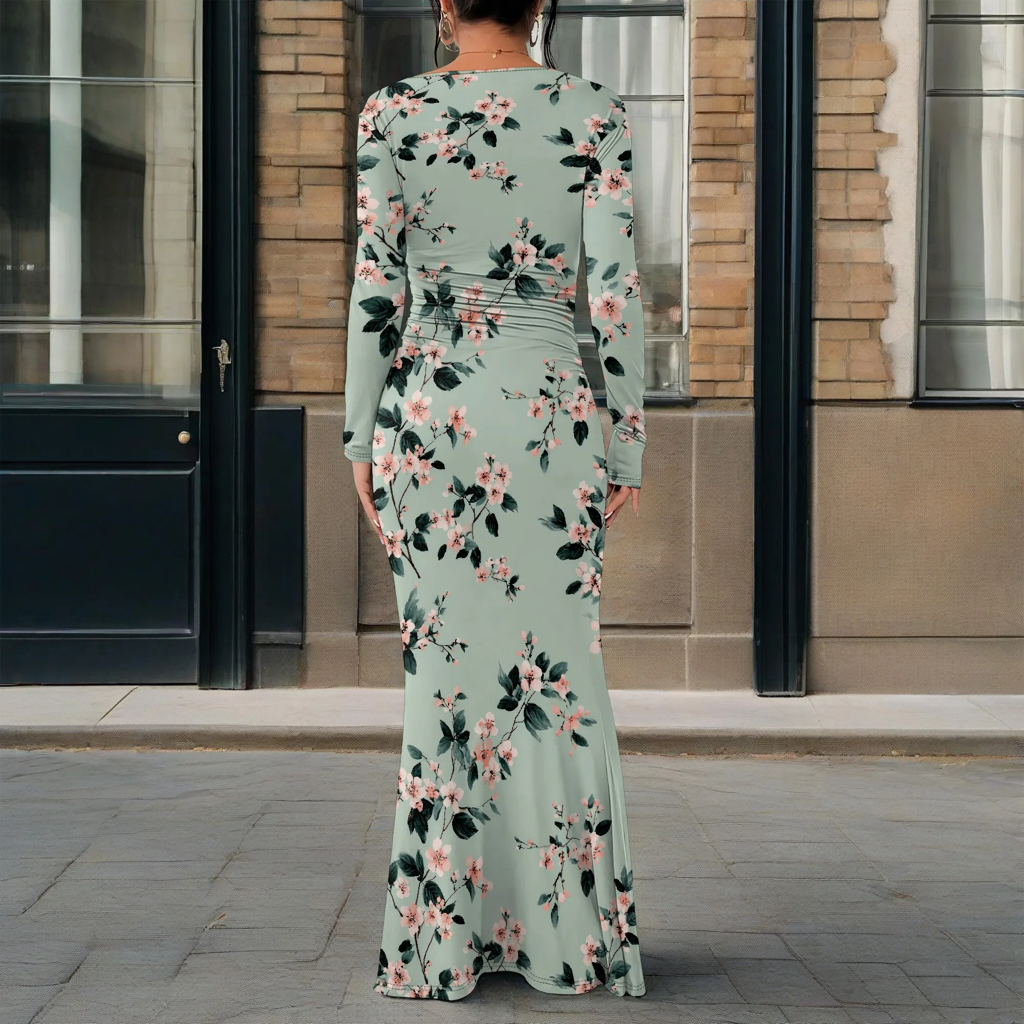 ผู้หญิงเซ็กซี่Elegantแขนยาวปิดไหล่Bodyconชุดราตรียาวอย่างเป็นทางการ