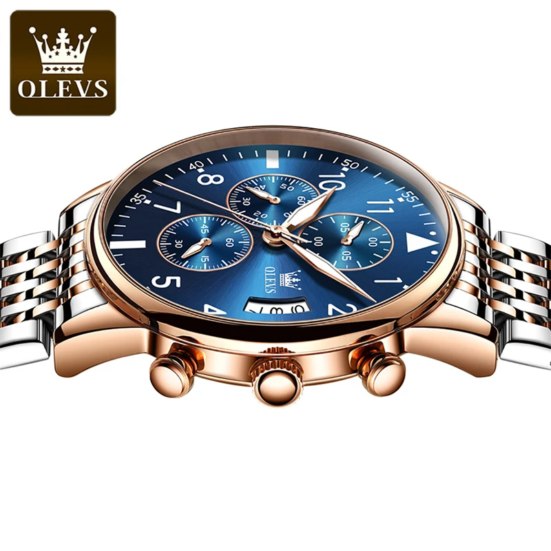 OLEVS 2869 Fashion Men's Watch Top Brand Quartz Clock Stainless Steel Band Waterproof Luxury Wristwatches Male Relogio Masculino