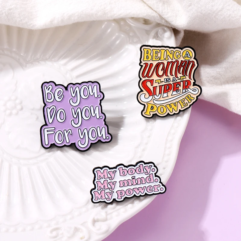 Girl Power Enamel Pins She Believed She Could So She Did Brooches Bag Clothes Lapel Badges Feminist Jewelry Gift for Friends