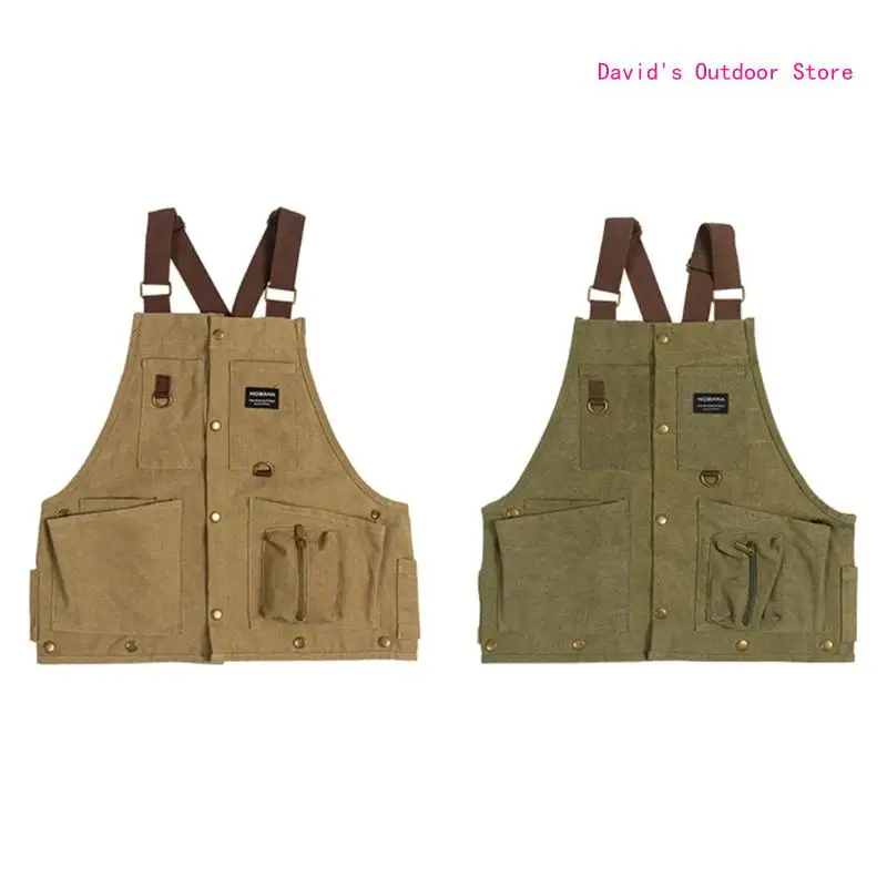 

Chef Apron Vest Cooking Apron with Multi Pocket Outdoor Apron Working Apron Vest X3UA