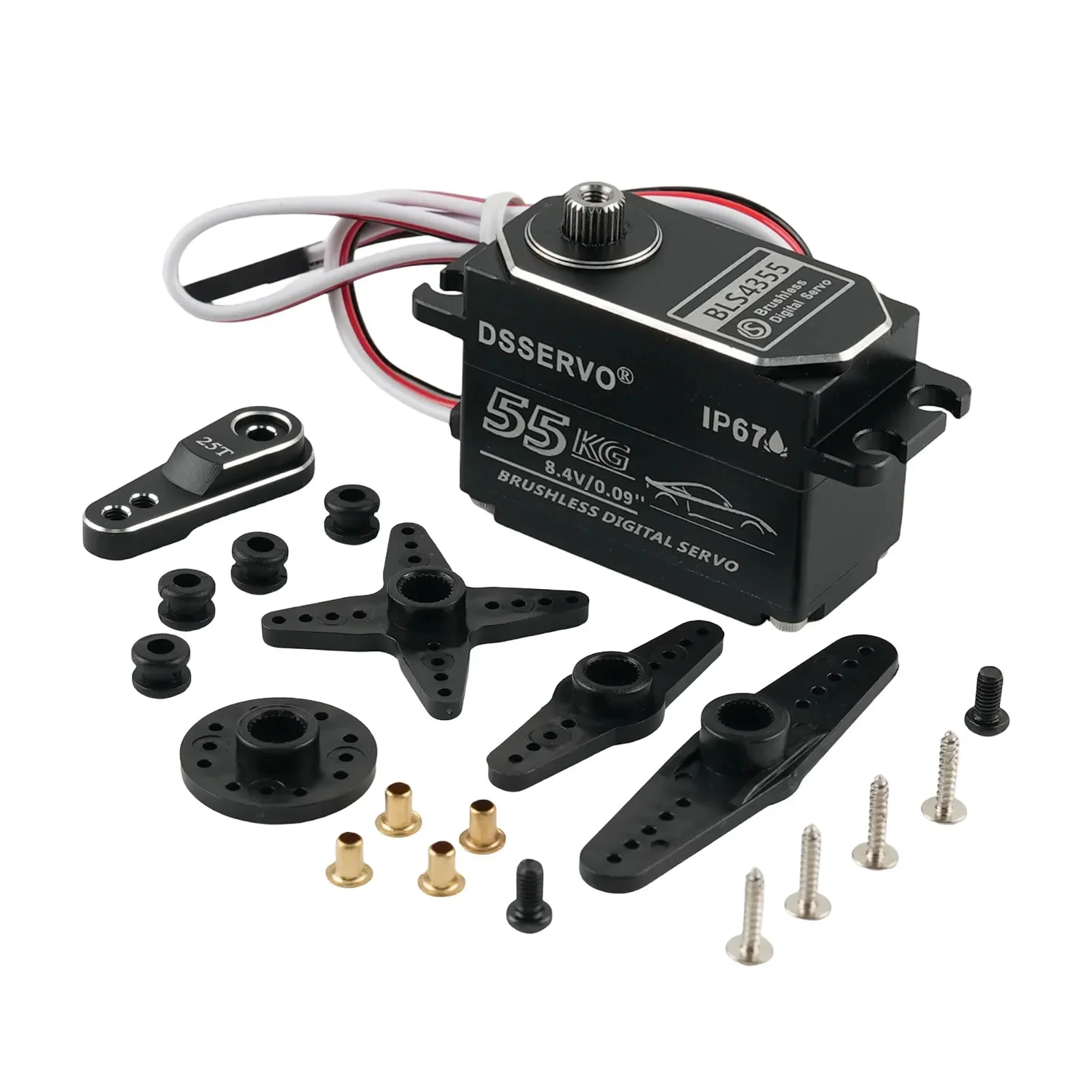 Low-profile BLS4355 55KG All-Metal Digital Servo Brushless Motor 180/270/360° Angle Servos DIY Parts for RC Robot/Car Model