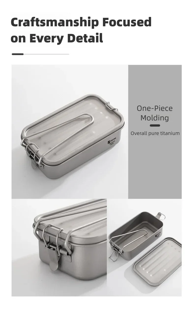 Einschichtige Lunchbox aus reinem Titan für Outdoor-Camping, langlebige, versiegelte Mahlzeitenbox, leichte, tragbare Bento-Box, Lebensmittelbehälter für zu Hause – Detail 11