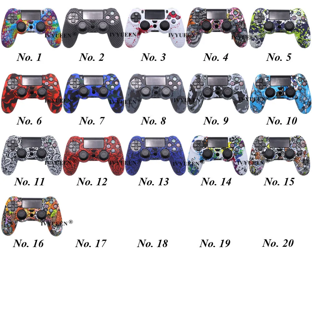 Ivyueen-capa protetora de silicone para playstation 4, ps4 pro, slim, com punho do polegar, controle dualshock