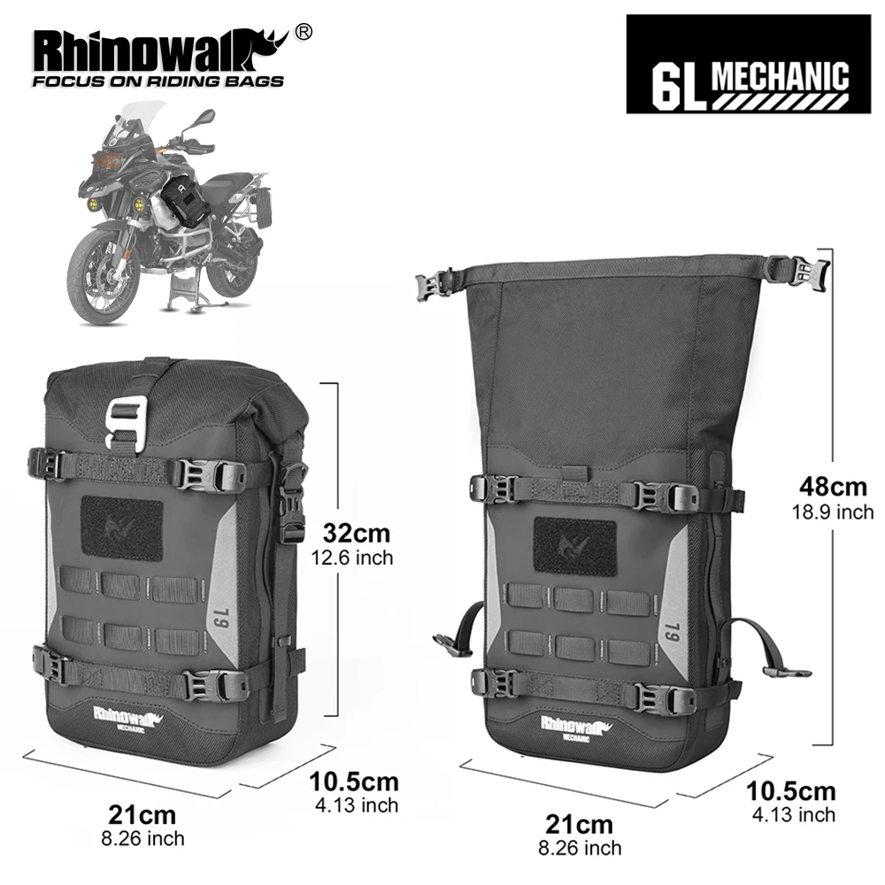 Torba na zderzak motocyklowy Rhinowalk Wodoodporna z wewnętrzną ramą wspierającą Zestaw zderzaków Torba do umieszczania narzędzi do jazdy na świeżym powietrzu